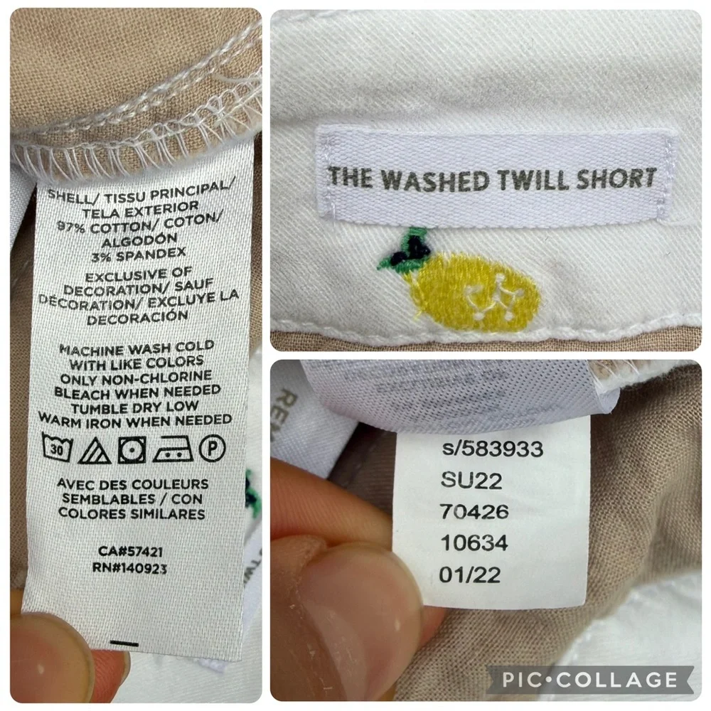 LOFT The Washed Twill Shorts in White Pineapple Print size 2 - Picture 11 of 12